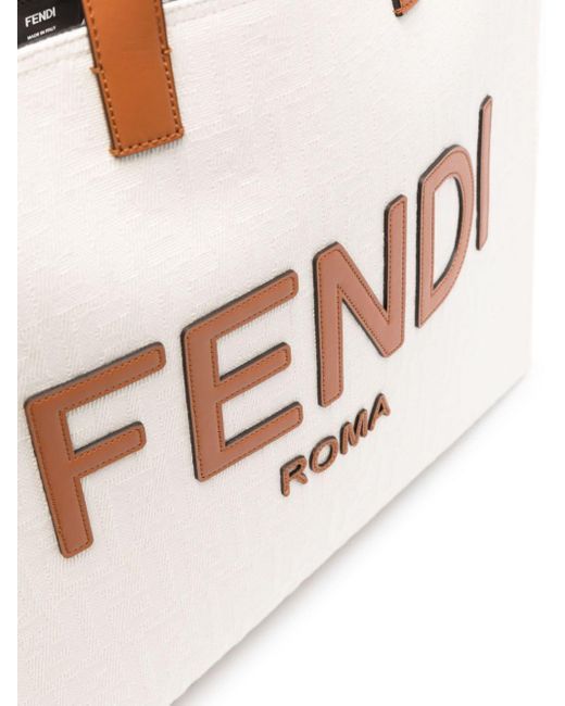 Fendi Canvas-Shopper mit Jacquard-Logo in White für Herren
