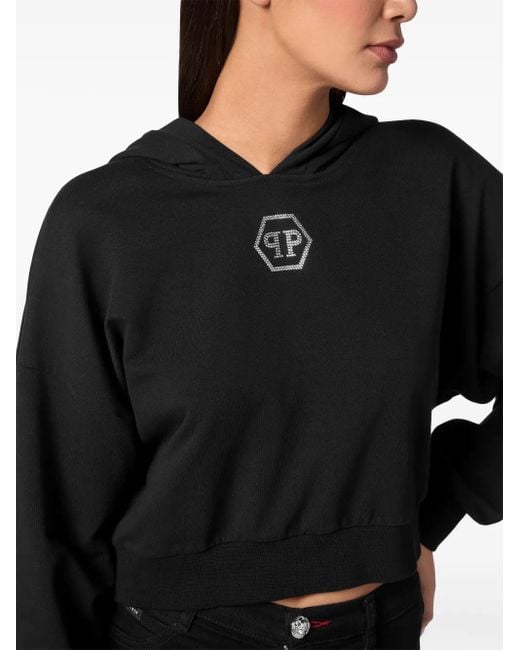 Hoodie Crop À Logo Orné De Cristaux Philipp Plein en coloris Black