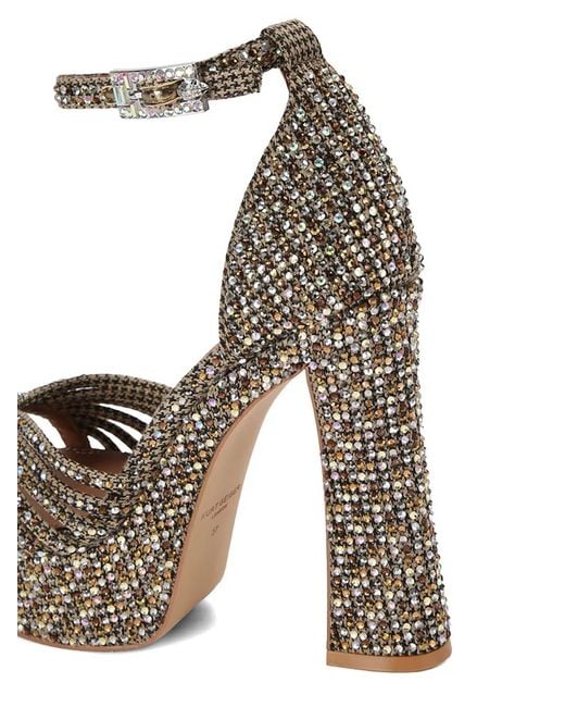 Kurt Geiger Metallic Crystal Strap Platform Sandals
