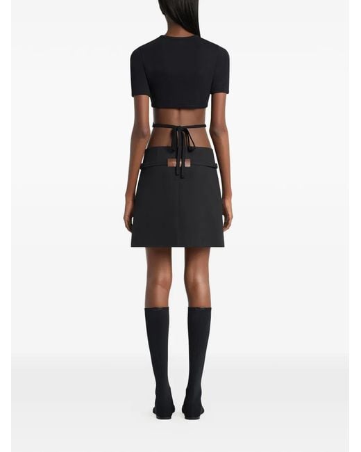 Courreges Black Ribbon Cutout T-Shirt