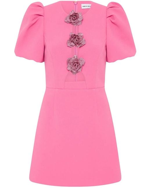 Rebecca Vallance Pink Aubree Flower Mini Dress