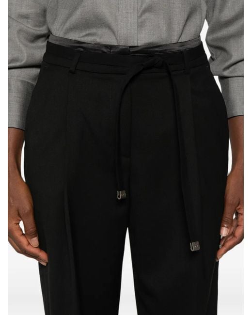 Peserico Black Tie-Fastening Turn-Up Trousers