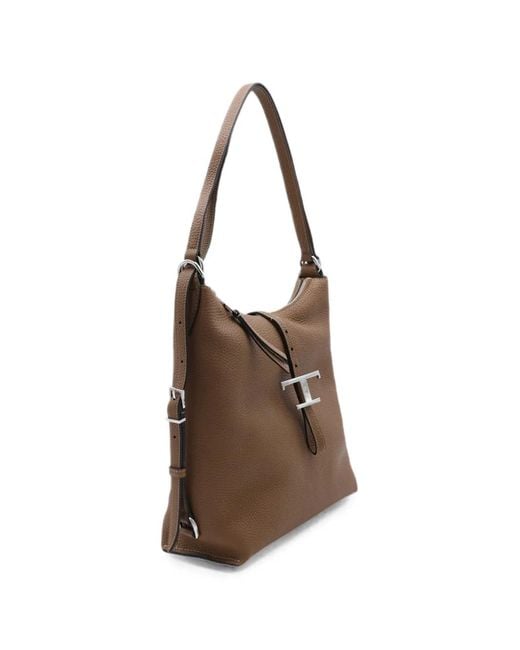 Tod's Brown Small T Timeless Leather Shoulder Bag