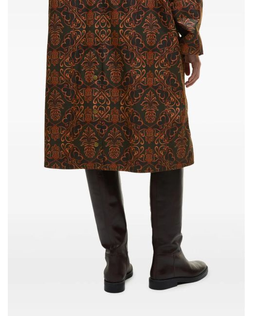 Farm Rio Brown Luana Ruffled-Collar Patterned Coat
