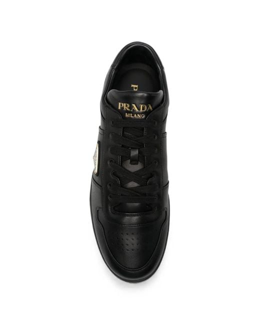 Prada Black Downtown Logo-Plaque Sneakers for men