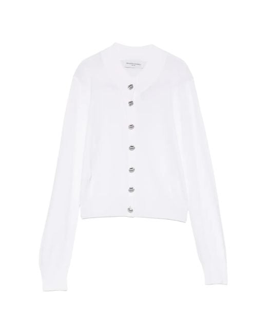 Brandon Maxwell White Aubrey Button Cardigan