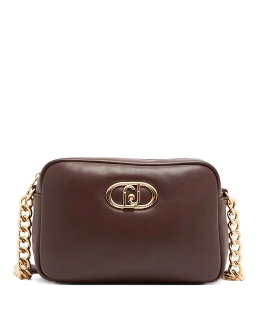 Liu Jo Lapuffy Medium Crossbodytas Met Kettinghengsel En Logoplakkaat in het Brown