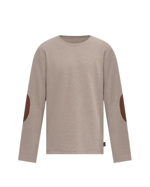 MM6 by Maison Margiela Natural Elbow-Patch Ribbed-Knit Sweater for men