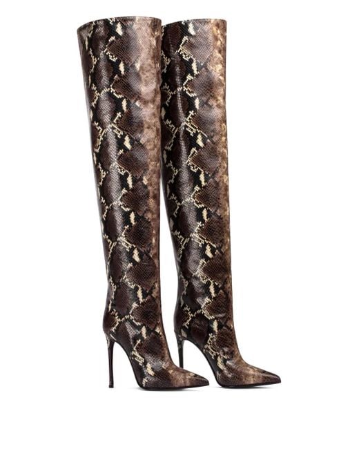 Le Silla Black 120Mm Eva Snake-Print Leather Boots