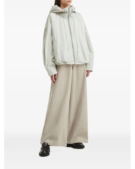 B+ AB White Hooded Piped-Trim Jacket