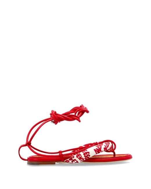 DSquared² Red Rebel Hibiscus Sandals