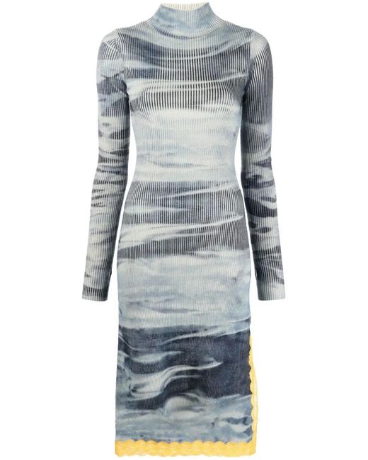 DIESEL Blue Tie-Dye Ribbed-Knit Dress