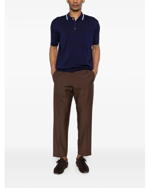 Grayed Blue Belt-Loop Trousers for men