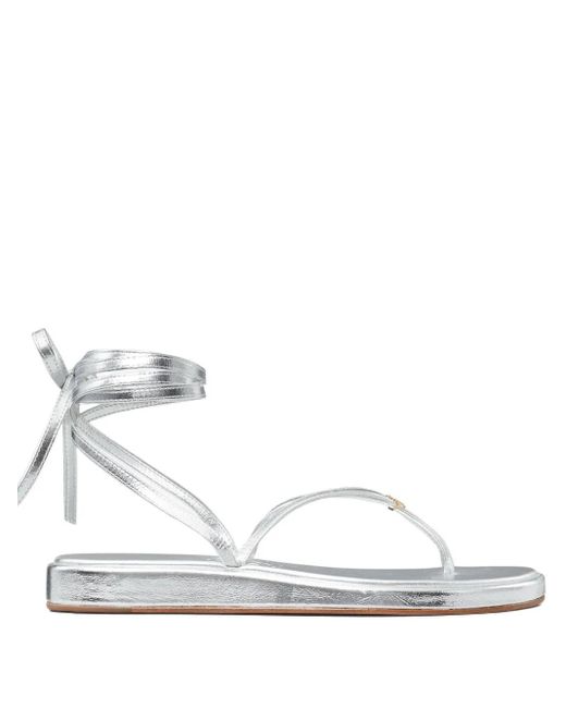 Tory Burch White Capri Metallic Strappy Sandals