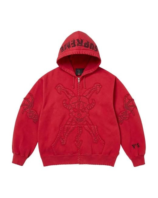 Supreme Red X Y's Zip-Up Hoodie for men