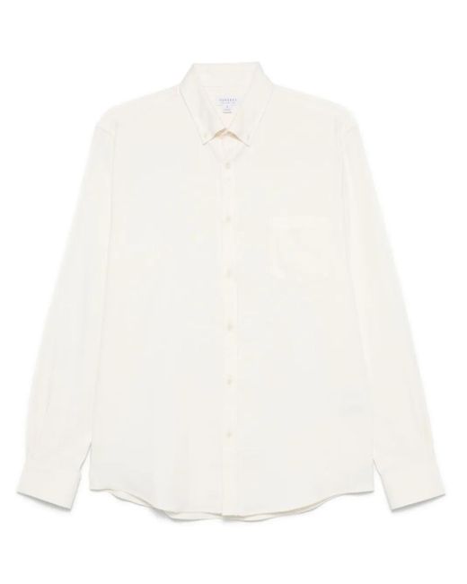 Sunspel White Flannel Button-Up Shirt for men
