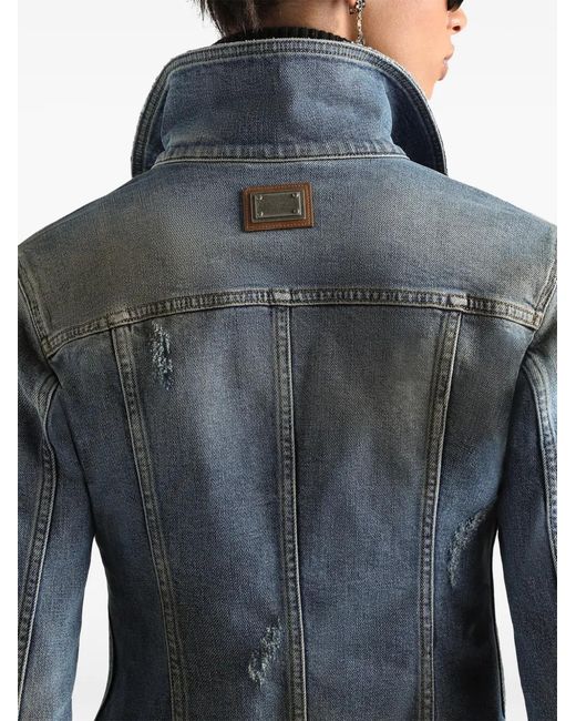 Dolce & Gabbana Blue Denim Jacket With Embroidery
