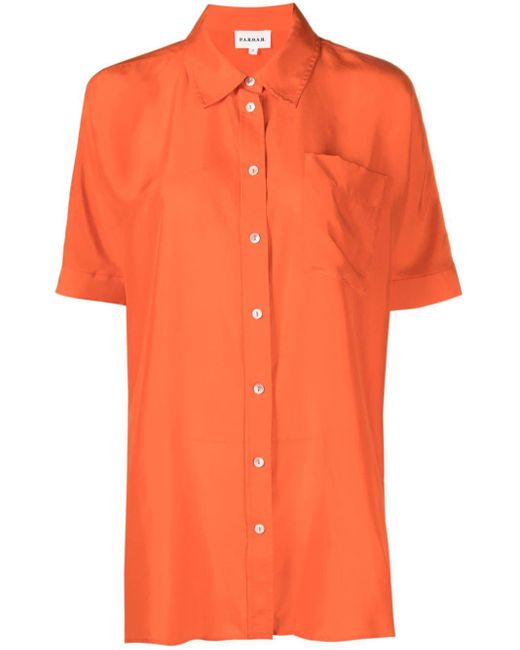P.A.R.O.S.H. Orange Short-sleeve Silk Shirt