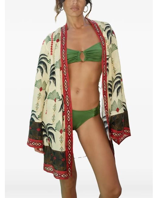 Anjuna Natural Palm-Print Beach Cover-Up