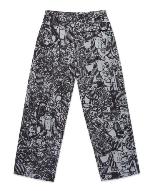 Marcelo Burlon Gray Aop Pyjama Pants for men