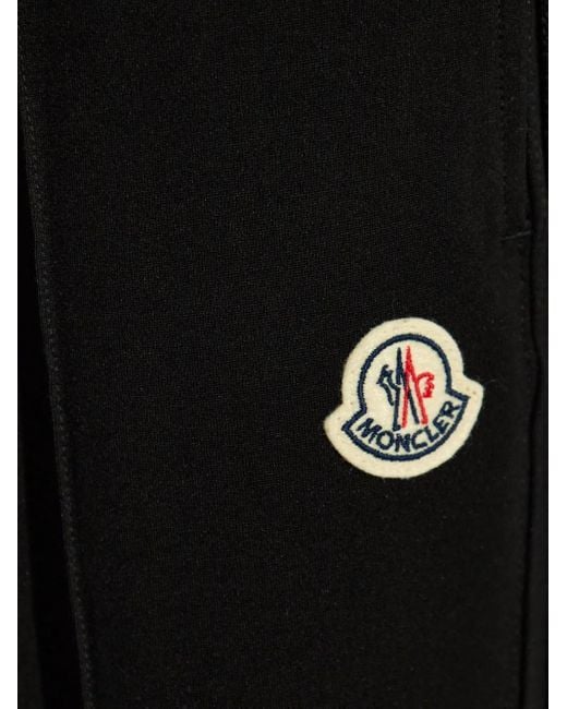 Moncler Black Logo-Patch Virgin Wool Track Pants