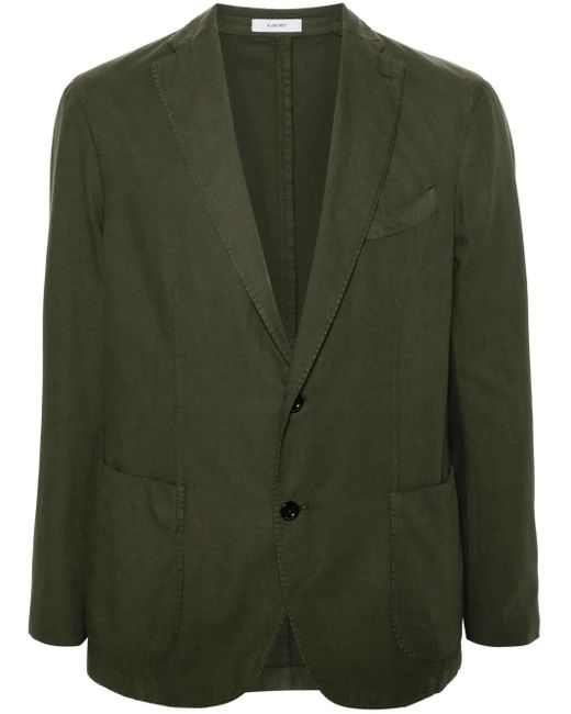 Boglioli Green Single-Breasted Cotton Blend Blazer for men