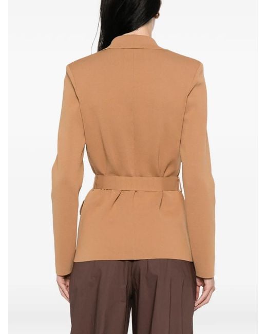 Elisabetta Franchi Natural Veste Boutonnée À Taille Ceinturée