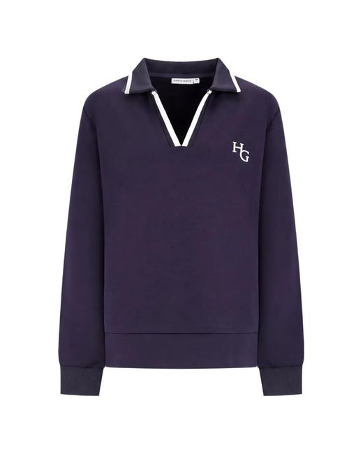 HOUSE OF GRAVITY Blue Logo-Embroidered Sweatshirt