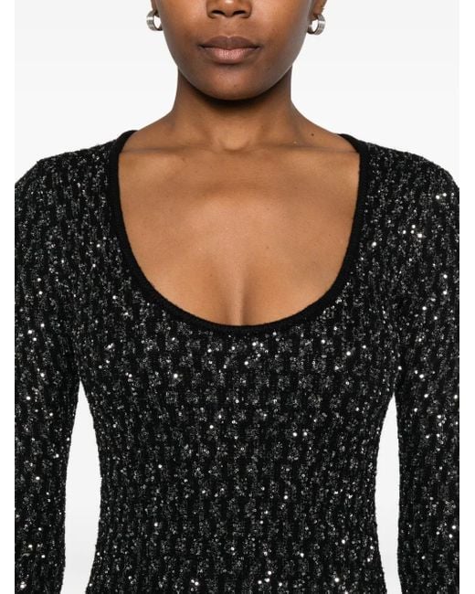 Robe Courte Brodée De Sequins Patrizia Pepe en coloris Black