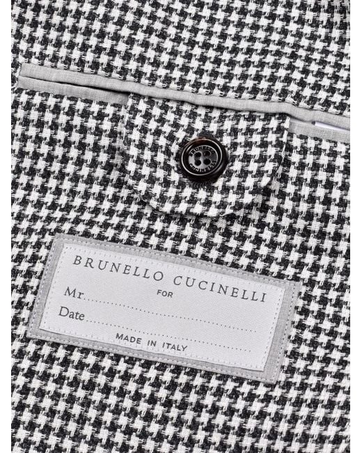 Brunello Cucinelli Gray Houndstooth Suit for men
