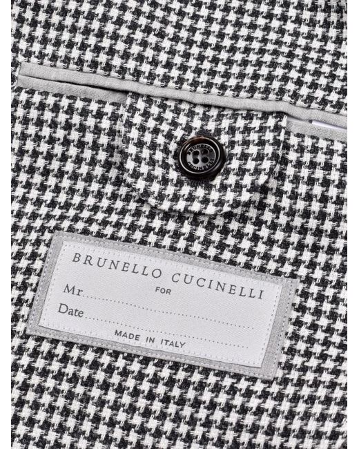 Brunello Cucinelli Gray Houndstooth Suit for men