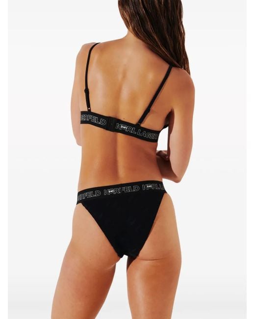 Karl Lagerfeld Black Ikon 2.0 Logo-Appliqué Bikini Bottoms