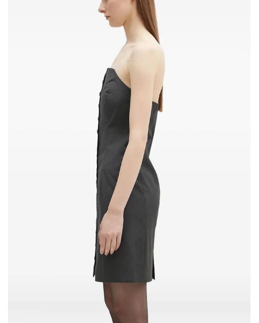 Samsøe & Samsøe Black Strapless Button-Front Mini Dress