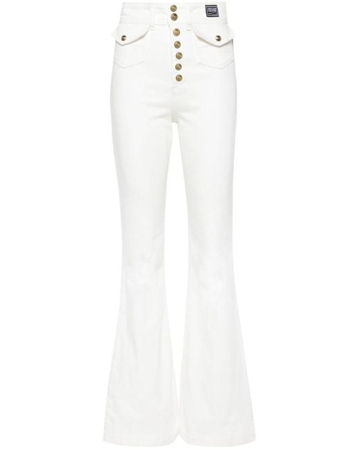 Versace White High-rise Flared-leg Cotton-blend Jeans