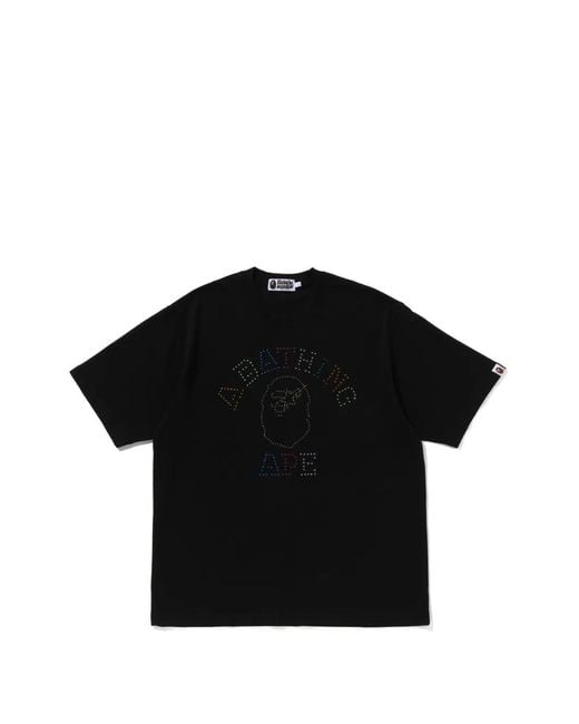 A Bathing Ape Black Rhinestone-Embellished Logo T-Shirt for men