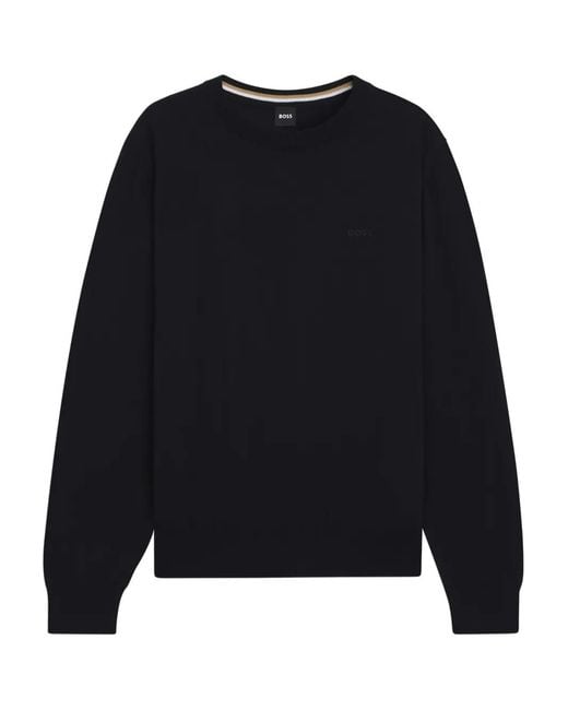 Boss Blue Logo Crew-Neck Sweatshirt for men