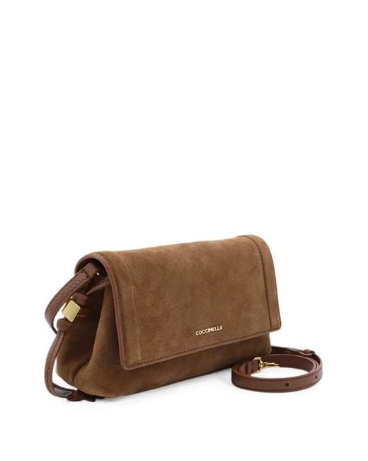 Coccinelle Brown Mini Thess Suede Leather Shoulder Bag