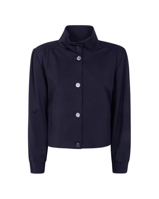 Liviana Conti Blue Button-Up Fitted Jacket