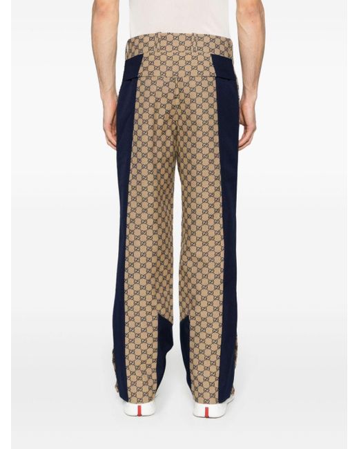 Pantalones rectos con motivo GG de lona Gucci de hombre de color Natural