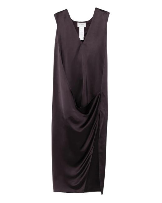 Sportmax Blue V-Neck Draped Dress