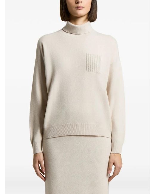 Peserico White Patch-Pocket Roll-Neck Jumper