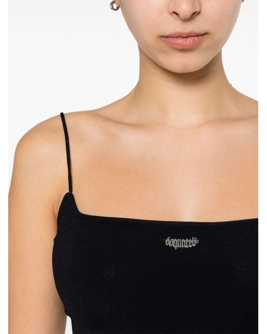 DSquared² Black Logo-plaque Knitted Crop Top
