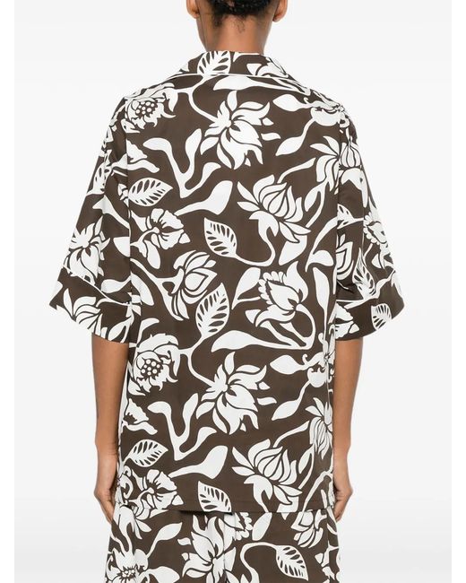 Hed Mayner White Floral-Print Short-Sleeve Shirt