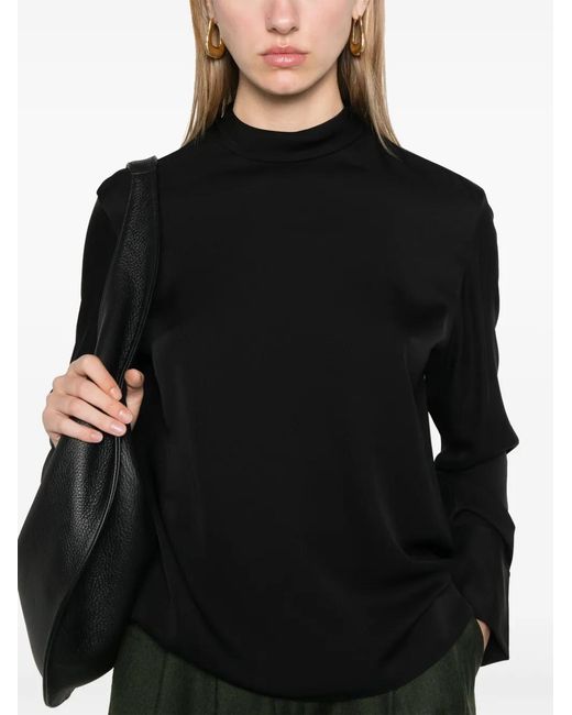 Theory Black Tie-Neck Blouse