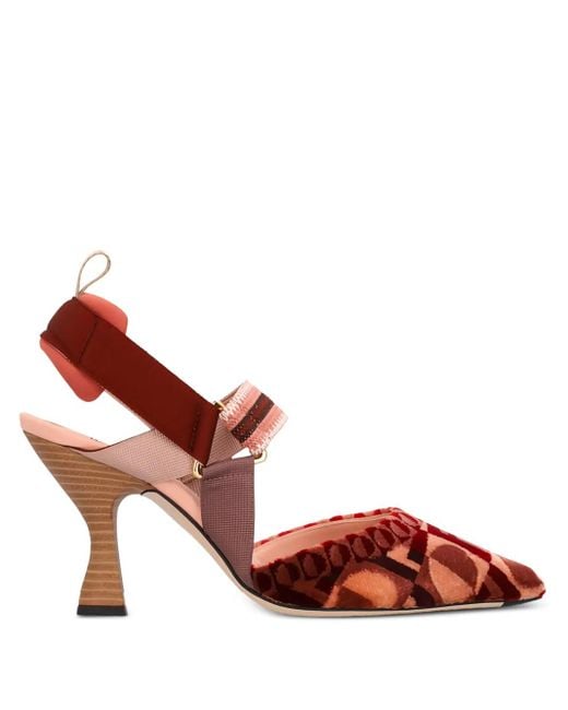 Fendi Brown 85Mm Colibri Slingback Pumps