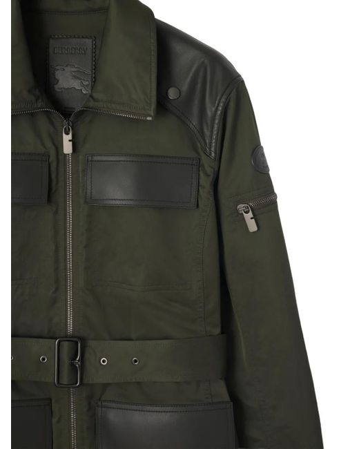 Burberry Green Leather-Trim Field Jacket