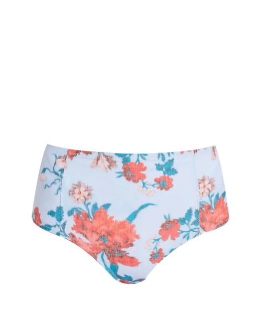 Erdem White Bas De Bikini Taille Haute À Fleurs