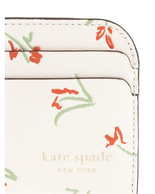 Kate Spade Natural Devin Floral-Print Leather Card Holder