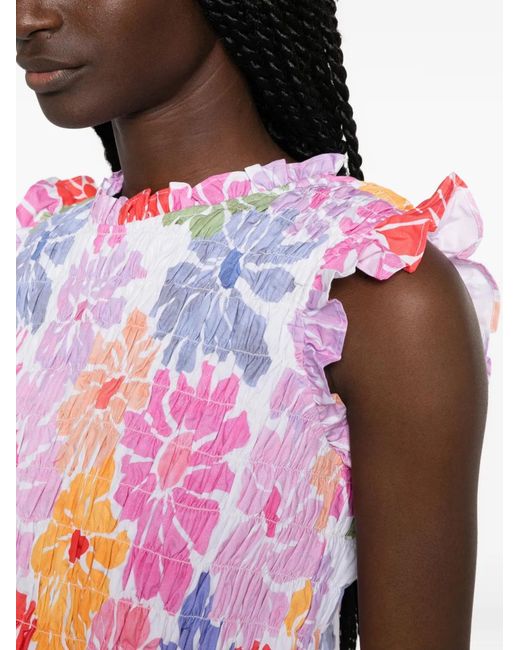 Sundress Pink Malone Floral-Print Smocked Top