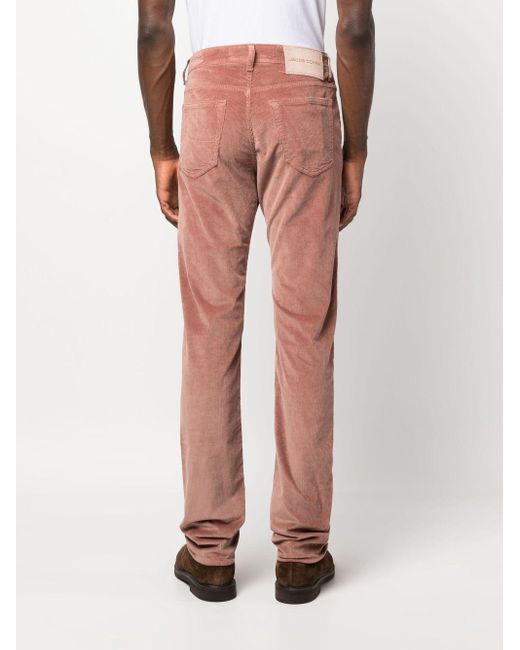 Jacob Cohen Red Mid-rise Slim-fit Corduroy Trousers for men
